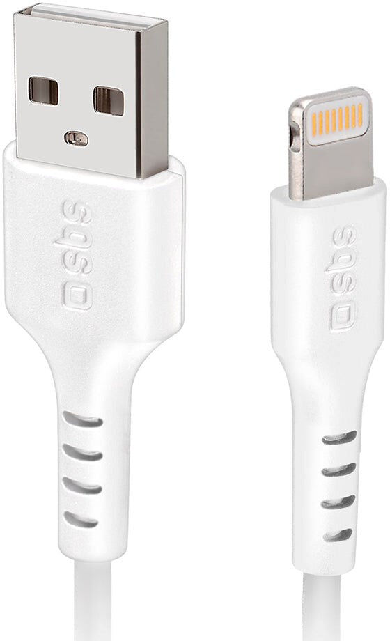 SBS USB-A til Lightning Kabel - 3 Meter - MFI - 480 Mbit/s - Hvid