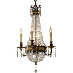 Kronleuchter Hängelampe Deckenleuchte Stahl Kristalle D 36,2 cm 4 Flammig