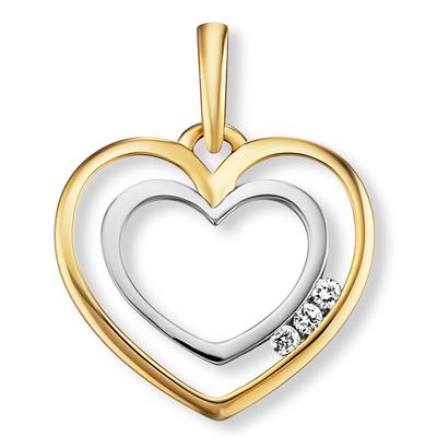 Kettenanhänger ONE ELEMENT "0.03 ct Diamant Brillant Herz Anhänger aus 585 Gelbgold", gold, Schmuckanhänger, Damen, 0,03, Diamanten Gelbgold 585 Gold, Diamanten, Gelbgold 585, Gold, Kettenanhänger, Sanfte Brillanz – Diamantveredelung für ein...