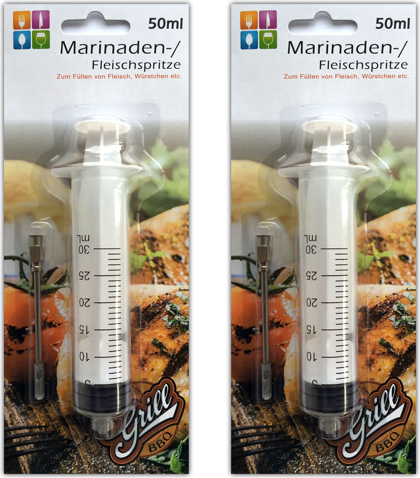 HAC24 2-delige set vleesspuit van 50 ml voor marinades en braadstukken
