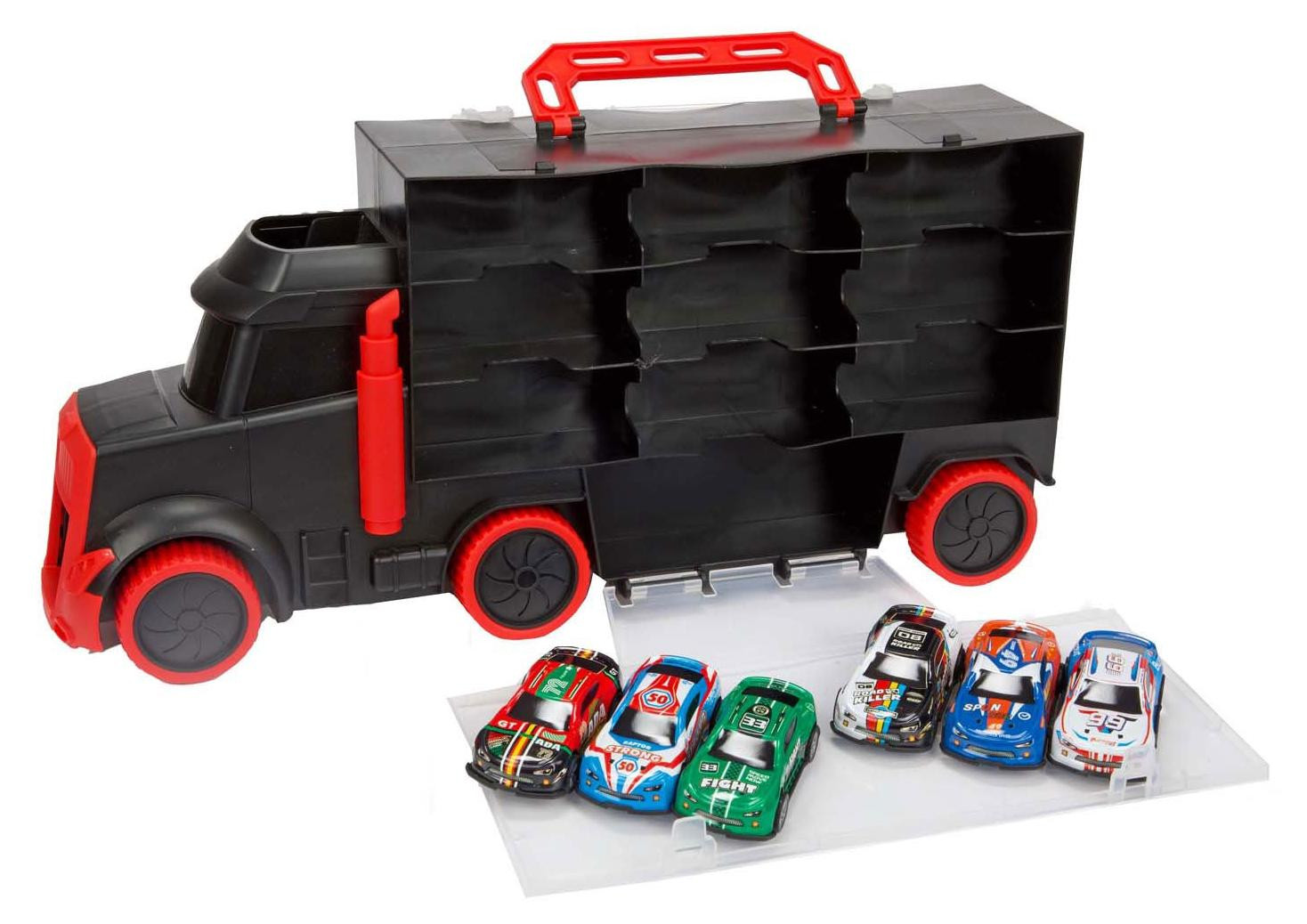Toi-Toys Autotransporter met koffer en 6 raceauto's Speelgoedauto-set