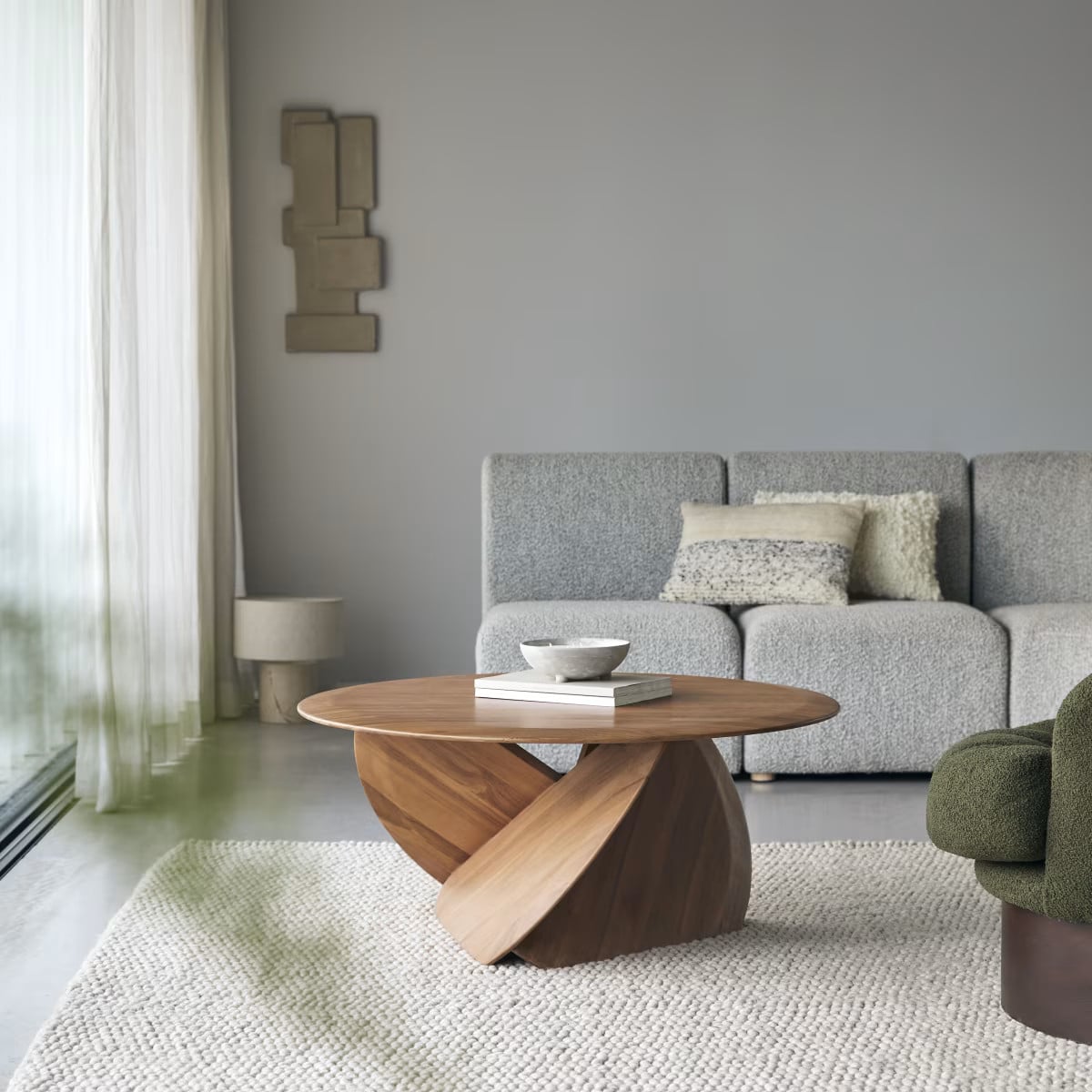 Tikamoon Salontafel rond van massief teak - Bruin