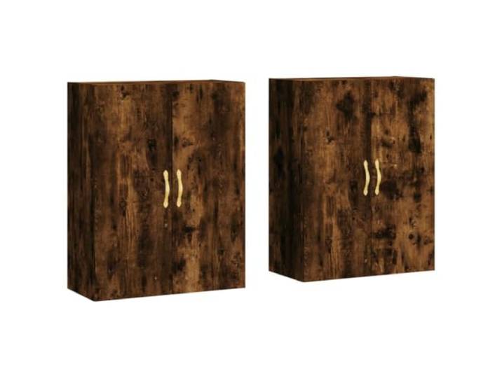 Helloshop26 2 praktische Wandschränke Zeitloses Design Aufbewahrung 69,5 x 34 x 90 cm aus Holz Technikholz Eiche Smoke 02_0055351