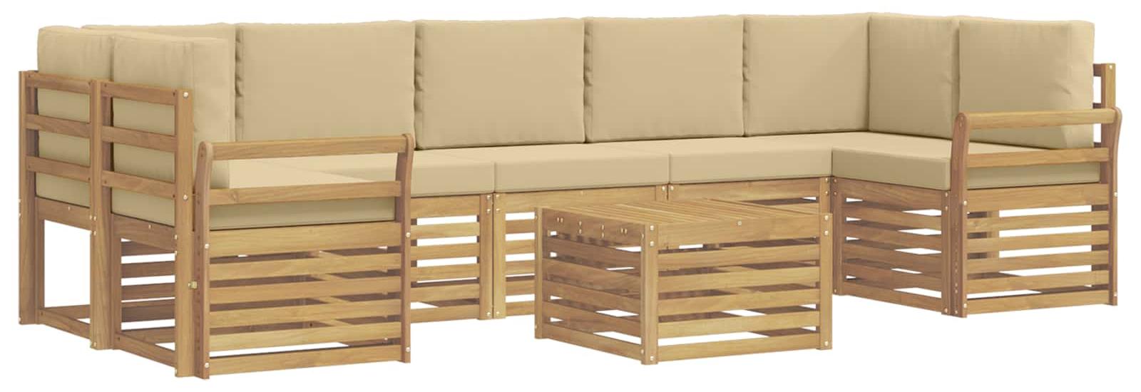 Garnitur von Gartenmöbeln bestehend aus Sofas mit 8 Kissen, Farbe Beige, Material Polyester