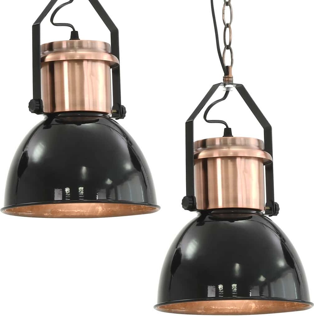 vidaXL Plafonniers 2 pcs Noir Rond E27