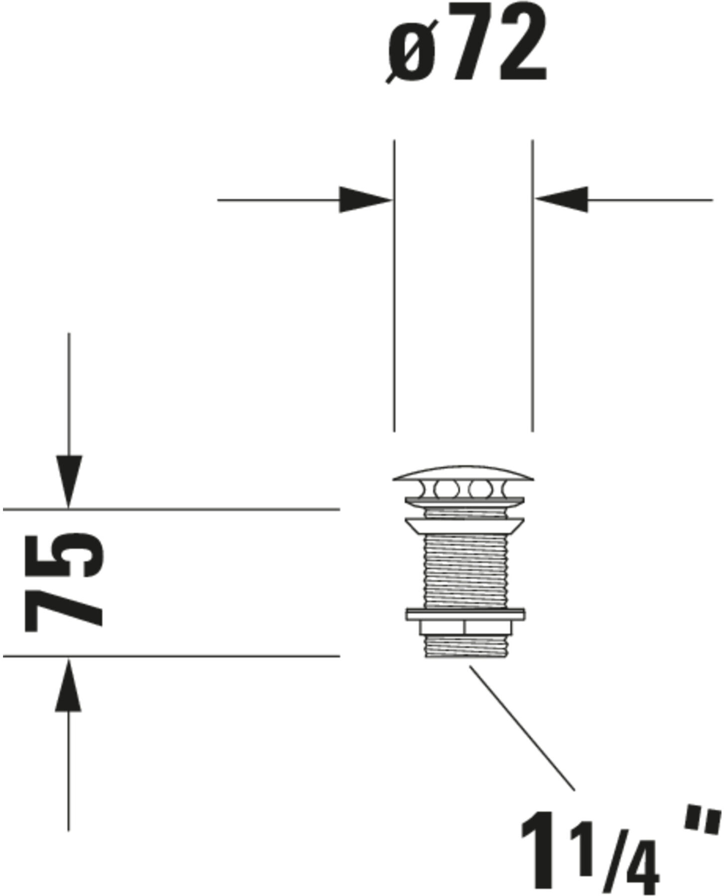 Duravit Schaftventil d 72mm, f WT o. ÜL, Edelstahl gebürstet (0050387000)