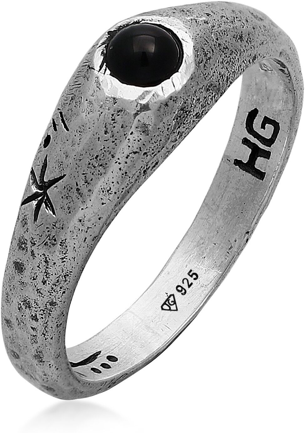 Silberring HAZE & GLORY "Ring Siegelring Cast Away - Onyx 925 Silber" Gr. 60, silber, Fingerringe, Herren, 60, Silber 925 (Sterlingsilber), Silberring