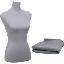 Ersatz-Bezug für Schneiderpuppe MCW-Q24, Stoffüberzug Schneiderpuppenbezug, Stoff/Textil ~ grau