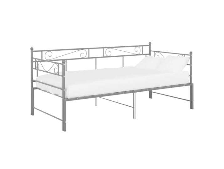 Makastle Tagesbett Ausziehbar Grau Metall 90x200 cm Pulverbeschichtetes Metall