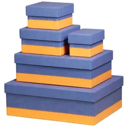 Rhodiarama Set mit 5 ineinander schachtelbaren Boxen aus Kunstleder, 44x34x16cm - Saphir 318888C