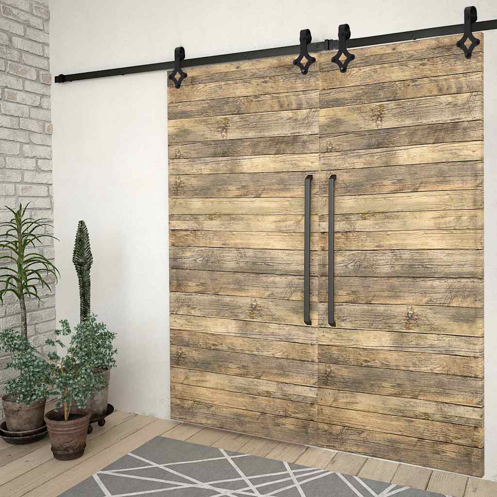 vidaXL Kits de fixation pour porte coulissante 2 pcs 183 cm Acier Noir