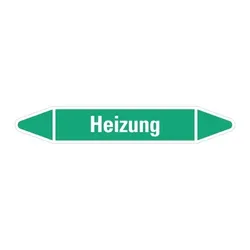Aufkleber I RKZ-Etikett Heizung, grün/weiß, für Ø 60-90mm, 310x52mm, 3/Bogen