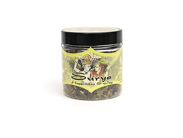 Prabhuji's Geschenken Surya Hars Wierook - Handgemaakte Wierook - Spirituele Wierook voor Sfeer - Hars Wierook Blends - Natuurlijke Wierook - Geluk & Joy - (2,4 Ounce Pot)