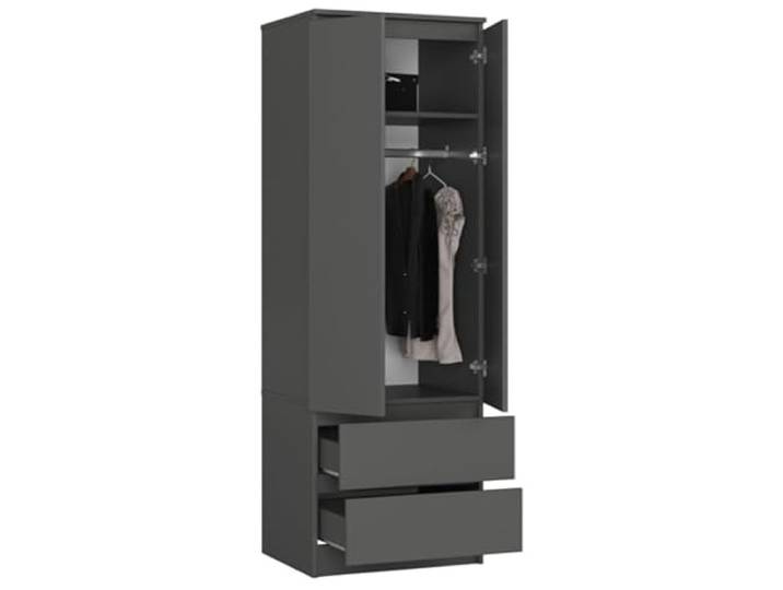 BDW Kleiderschrank mit 2 Türen, 2-türiger Kleiderschrank, 2 Schubladen - Aufbewahrungsschrank - Moderner Schrank für Schlafzimmer, Wohnzimmer, Flur, Kinderzimmer - 180x60x51cm - Graphit Grau