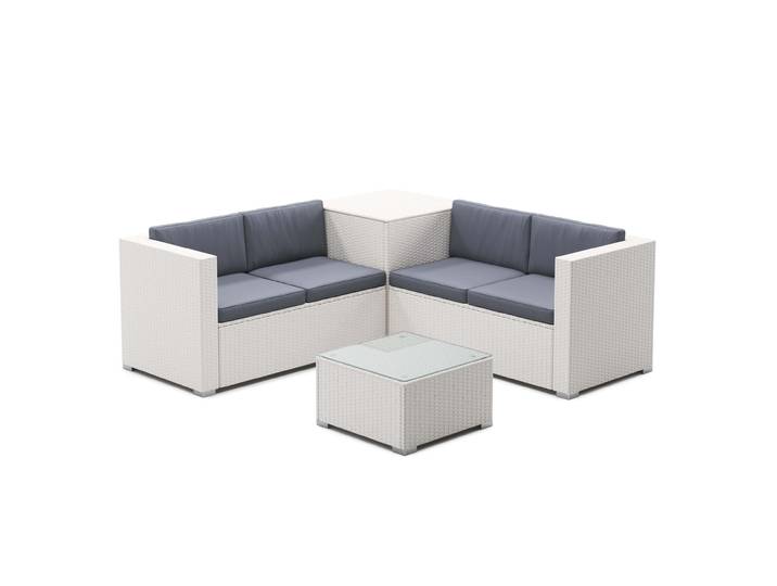 Rattanlounge SAN MARINO weiss/anthrazit