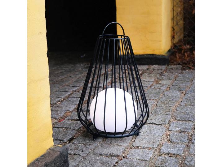 Lanterne d'extérieur Evesham grande noire - Dyberg Larsen - Terrasse - Design - Métal - Avec abat-jour