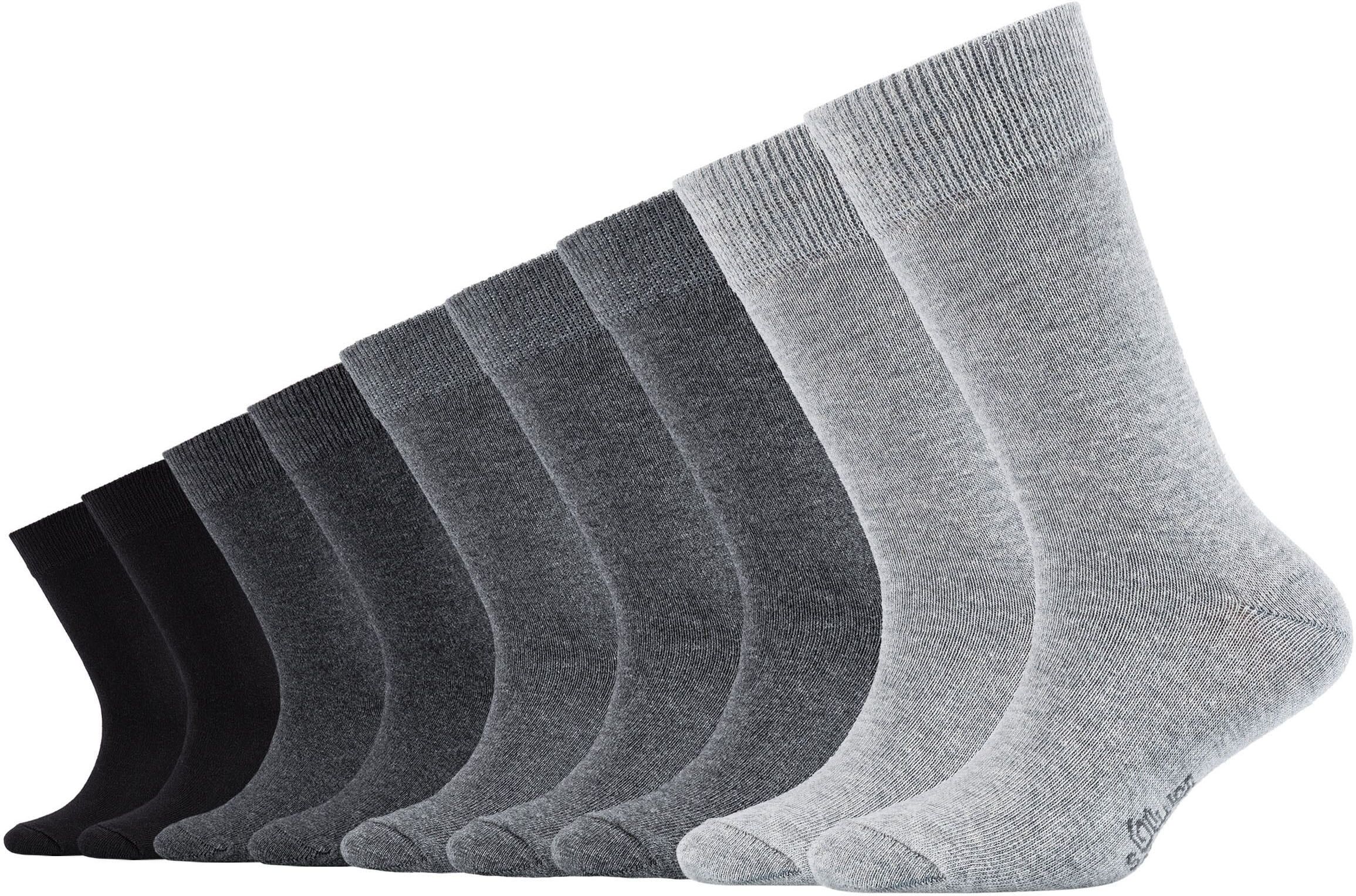 Socken S.OLIVER "essentials", Damen, Gr. 39-42, grau (grautöne), Baumwollmischung, bedruckt, unifarben, normal, Socken Socken, mit weichem Bund grautöne 39-42