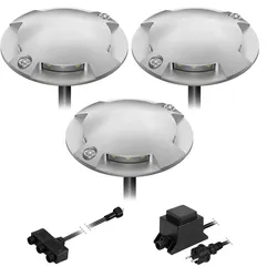 ledscom.de LED Boden-Aufbau-Leuchte Bunda, 4-flammig, für außen, befahrbar, kalt-weiß, 3er Set