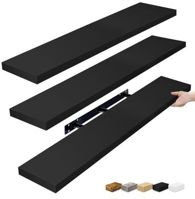 "Sorbus Extra Large Floating Shelves Set of 3, Long Faux Wood Wall Mounted Floating Shelves - 9.25""L X 47” W X 1.5” H"