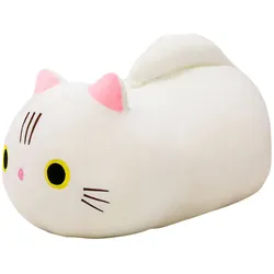 Plüsch Maskottchen Kuscheltier Katze mit langem Schwanz weiß 40cm