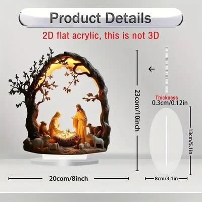 Inspire Select Acrylic Nativity Scene Table Decor Transparent Christmas Jesus Birth Centerpiece Ornament h