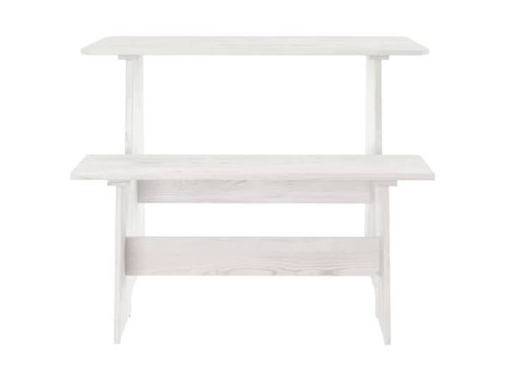 GPUTYGHN Esstisch mit Bank Reine Weiß Massivholz Kiefer Massivholz Kiefer, Esszimmer, Küche, Sitzbank, Essgruppe, langlebig, flexibel umstellbar