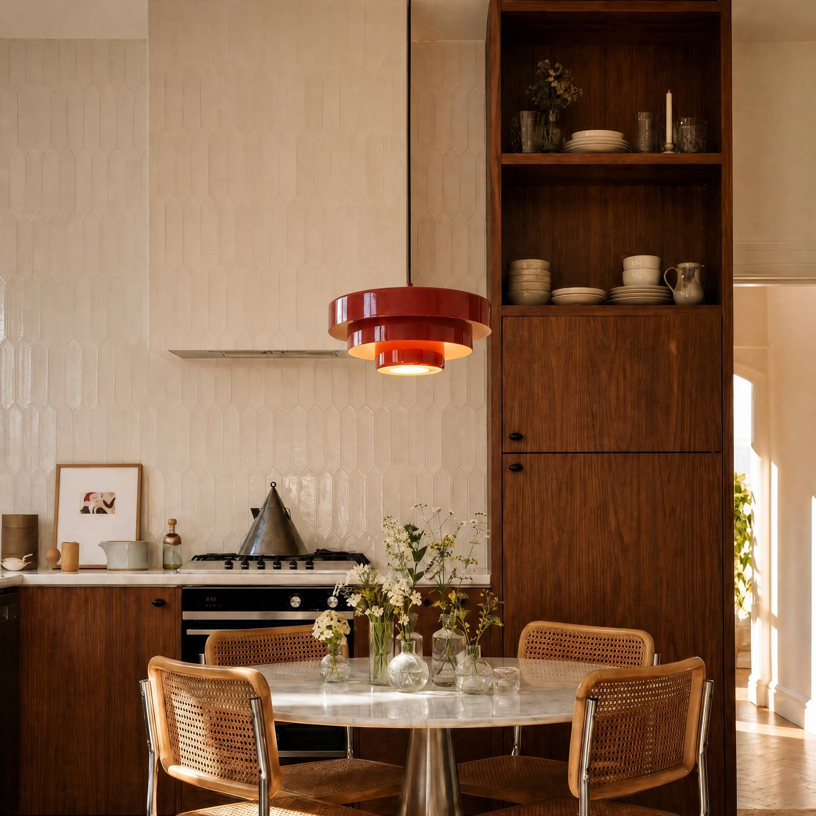 Pendant Light Tivra Lindby, dimmable, Red, Living / Dining Room, metal, Vintage, Ceiling Light