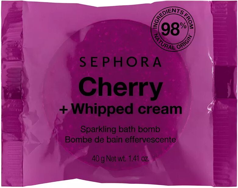 SEPHORA - Sprudelnde Badebombe - Färbt und parfümiert das Badewasser, 40 g, Cherry + Whipped Cream