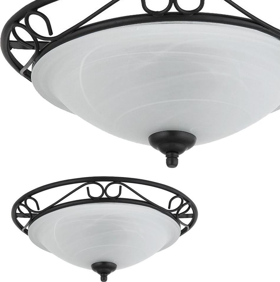 Rabalux Plafondlamp ATHEN - Wit en Zwart - Alabasterlook - Glas