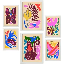 POSTER Set Mit 6 Malerisch 1 In Tiere Abstracts Ästhetische Dekorative Gemälde Für Ihr Wohnzimmer, Schlafzimmer, Zuhause A3 & A4 Weißer Rahmen