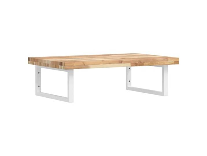 WEMYUFURN Waschbeckenregal Wandmontage aus Stahl und Akazienholz Schweberegal, Stahlhalterungen, massive Akazienholzplatte, rechteckige Halterungen, Handtuchaufhängung, Wand- oder