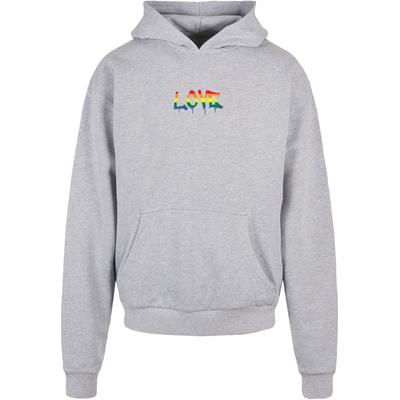 Kapuzenpullover MERCHCODE "Merchcode Love TeddyOversized Hoody", Herren, Gr. M, grau, 100% Baumwolle, mehrfarbig, oversize, ohne Ausschnitt, Pullover Kapuzenpullover