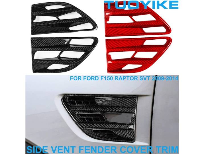 Real Hard Carbon Fiber Front Side Air Vent Fender Outlet Frame Cover Trim Bezel Decoration For Ford Raptor F150 SVT 2009-2014