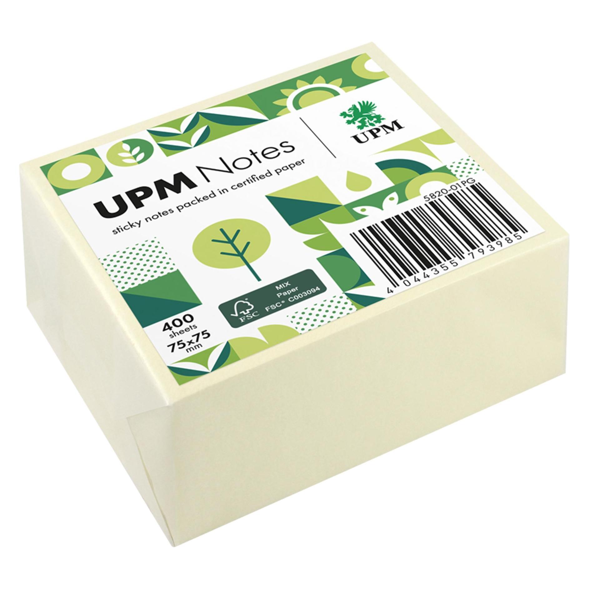 UPM Notes Haftnotiz 5820-01PG 75x75mm 400Bl. ge (75 x 75 mm) (5820-01PG)