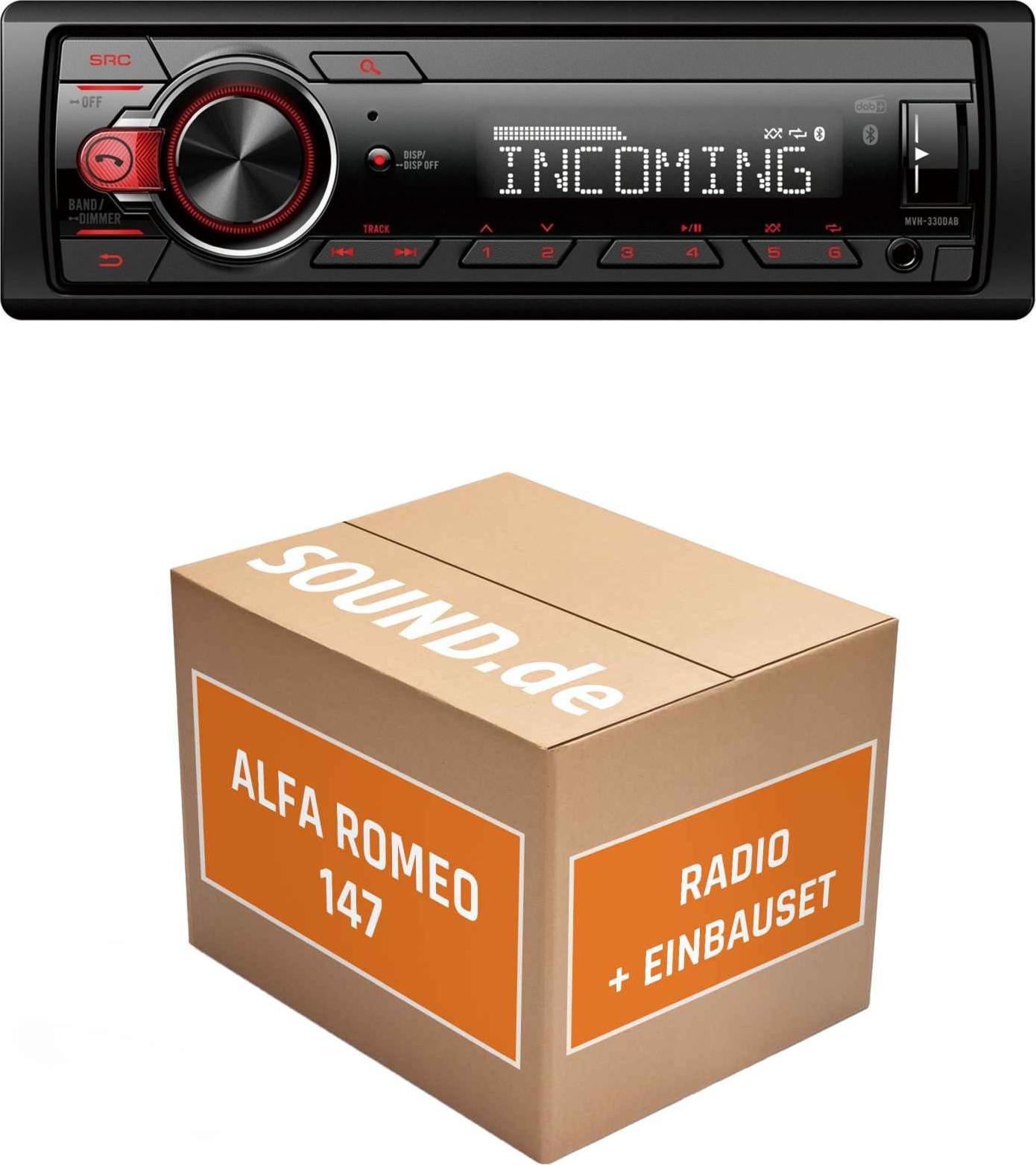Autoradio Einbaupaket Pioneer MVH330DAB passend für Alfa Romeo 147 + Magneti Marelli Navigation Anthrazit | Bluetooth Telefonieren