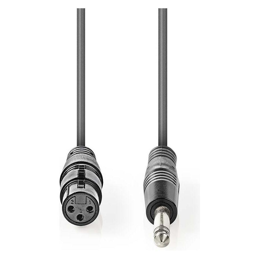 Nedis Audiokabel XLR abgewinkelt auf 3-poligen XLR-Buchse (1.50 m, XLR Kabel) (COTH15120GY15)