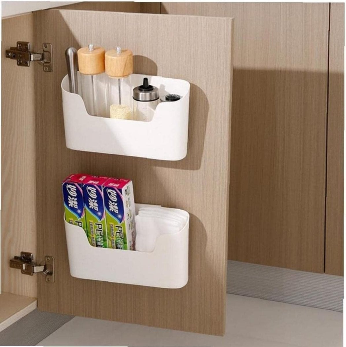 Allecto Wandopbergbox van plastic en metaal voor keuken of badkamer