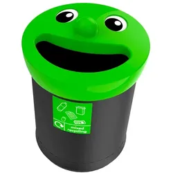 Mülleimer Smiley Face Bin Abfallbehälter 52 L schwarz limone für Schulen, Kindergärten und Kindertagesstätten