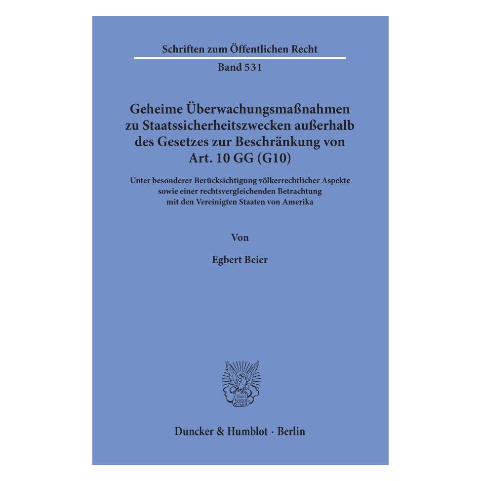 Duncker & Humblot Beier:Geheime ÃberwachungsmaÃnahmen zu (Deutsch, Softcover, Egbert Beier) (55339650)