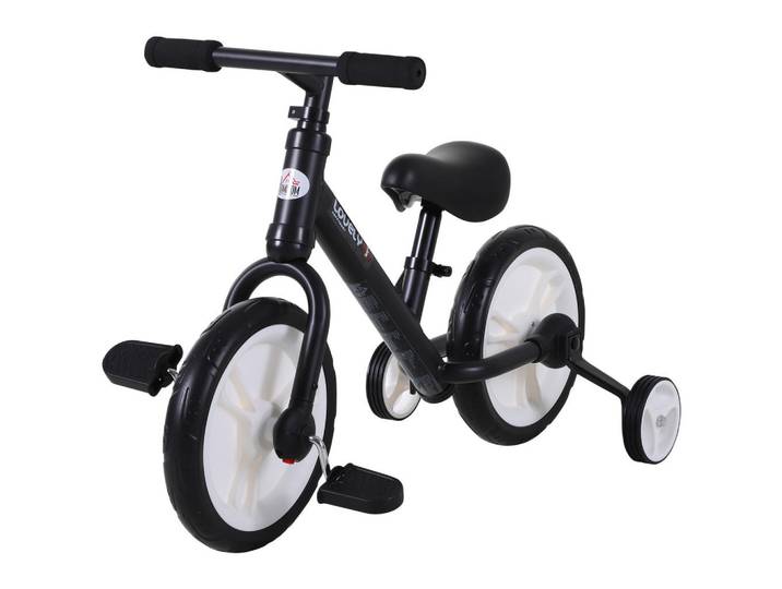 ComfortXL Laufrad De-18541 2-in-1 mit Pedalen & Stützrädern Schwarz, Metall, 36x54x85 cm, Freizeit & Co, Gartenspielzeug, Laufräder