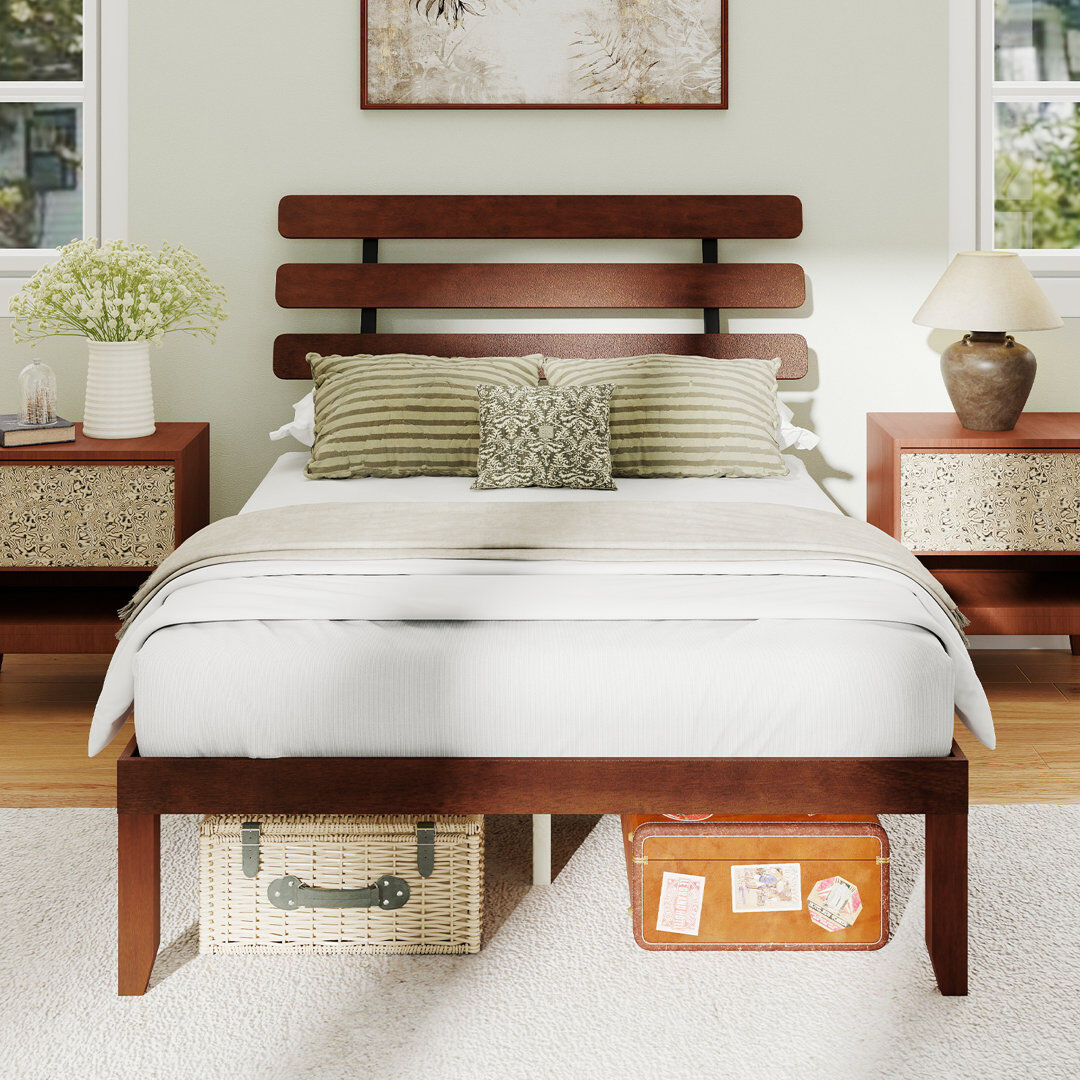 Union Rustic Solid Wood Bed Brown Double (4'6)