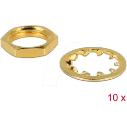 DELOCK 89483 - 10 Stück Muttern und Sicherungsringe für SMA und RP-SMA