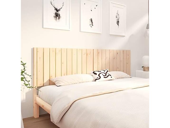 KTHLBRH Kopfteil für Bett aus massivem Kiefernholz, 205,5 x 4 x 100 cm, elegantes Design für rustikale Schlafzimmermöbel, Rückenstütze, Komfort, natürlich, Kopfteil, solide Struktur