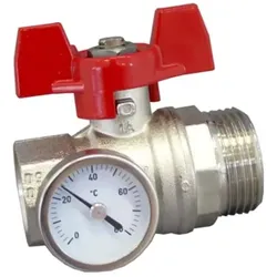 Oventrop OV Kugelhahn m Thermo roter Flügelgriff 1Zoll IGx1Zol, Zubehör Heizen