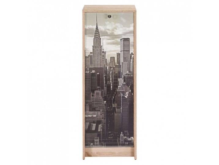 Classeur à Rideau Chêne Hauteur 104 cm - New York 500 - 4 étagères réglables - Meuble gain de place