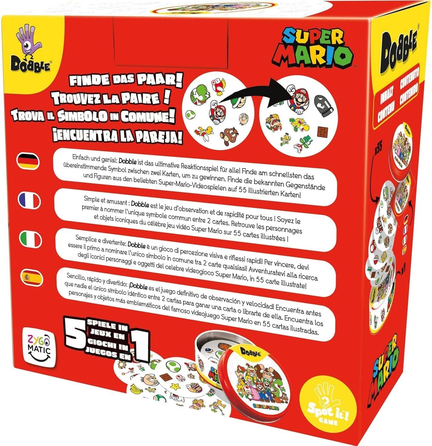 Dobble Super Mario Card Game for Families, Ages 6+, by Zygomatic