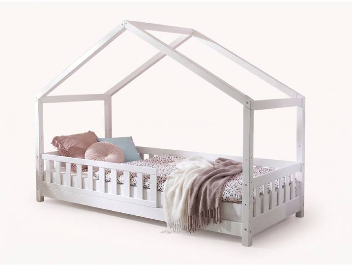 Hausbett Aurora - Kiefer weiß-lasiert - 120x200 cm