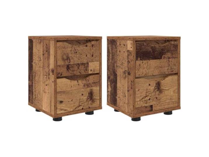 Tmriohed Nachttisch 2er Set Altholz 30,5x30x43cm Holzwerkstoff Kompakte Beistelltische mit 2 Schubladen und verstellbarer Höhe für Schlafzimmer im Vintage Stil.