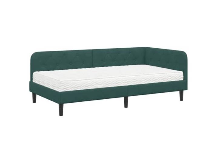PUGYNBK Eckbett, Dunkelgrün, 90 x 190 cm Weicher Samt, robustes Sperrholz, Schaumstoffmatratze, Mehrzweckschlafsofa