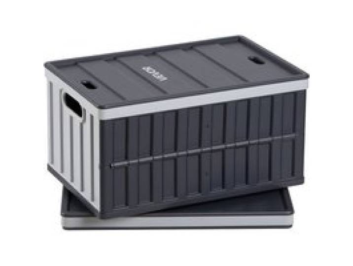 VEVOR Klappbox 65 L 2er-Pack, Faltbare Aufbewahrungsboxen aus Kunststoff, Stapelbare Klappkörbe mit Deckel, Tragkraft 38 kg pro Box, Klappkiste, Ideal für Haushaltsorganisation, Grau & Schwarz